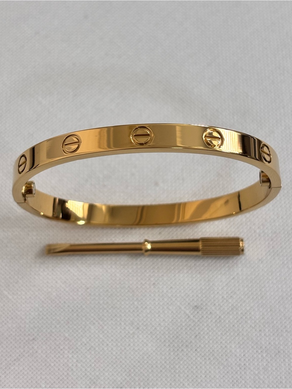 Gold Screw Motif Bangle Bracelet with Screwdriver